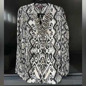 Hale Bob Beaded 100% Silk Tunic Boho Blouse, Size M